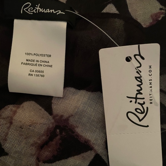 OkReitmans black and floral scarf, now with tags, 100% polyester - Picture 4 of 5